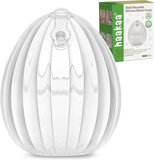 haakaa Wearable Shell Breast Pump 2-in-1 Hands-Free & Passive Silicone Milk Catcher | Discreet & Comfortable | Prevents Nipple Irritation | Easy to Clean and Use for Leakage Collection, 120ml -1 pc