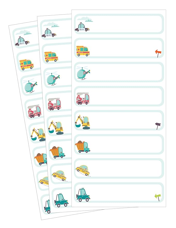 Bottle Labels, Write-On, Self-Laminating, Waterproof Kids Name Labels for Baby Bottles, Sippy Cup for Daycare School, Dishwasher Safe, Boy or Girl (Transportation, Set of 2)