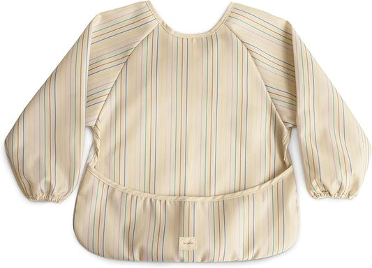 mushie Long Sleeve Baby Bib | Water Resistant Adjustable Fit for Ages 6-24 Months