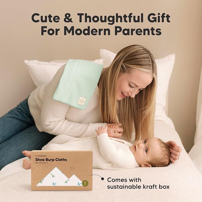 Organic Burp Cloths Baby Boy, Girl - 6-Pack Large Cotton Burping Cloths for Babies, Spit Up Rags, Super Absorbent, Ultra Soft Newborn Rag, Gender Neutral, Machine Washable, Durable (Roarsome)