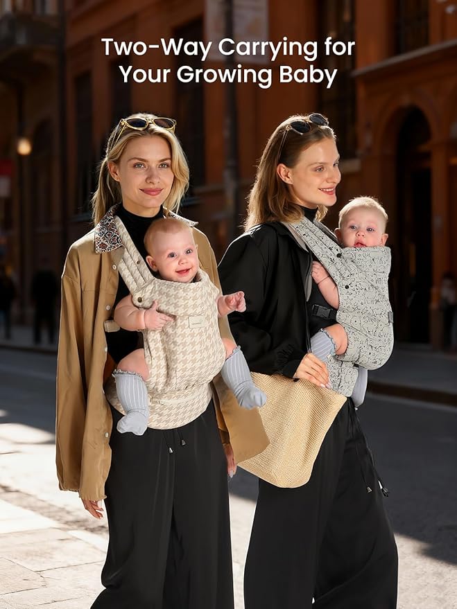 GROWNSY Baby Carrier Newborn to Toddler, Ergonomic Baby Toddler Carrier Wraps with Head Support, Easy to Wear, Infant Carrier Baby Gift, Travel and Hiking Friendly,for 7 to 44 lb (Houndstooth Beige)