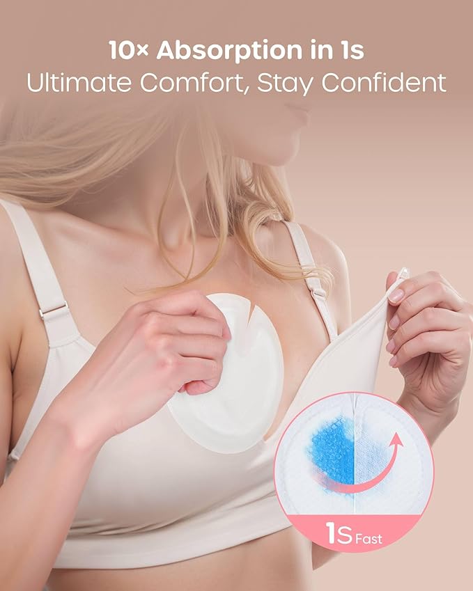 Nuliie Super Absorbent & Featherlight Disposable Nursing Pads 240 Count, Stay Dry, Soft & Breathable Breast Pads for Leaking Milk, Leakproof, Individually Packaged Breastfeeding Essentials for Moms