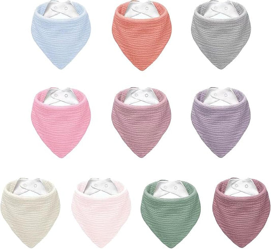 Muslin Baby Bibs,Soft Triangular Baby Bandana Drool Bibs for Baby Boy Girl,Solid Colors Bib for Drooling Teething