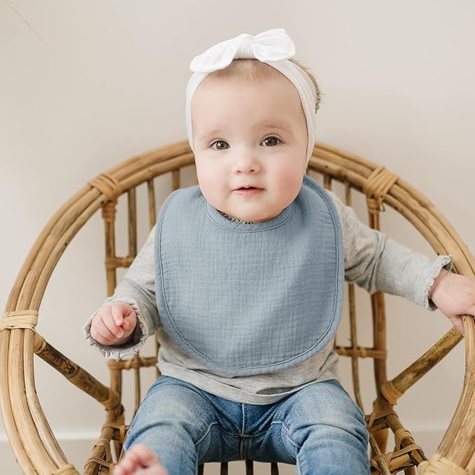 Konssy Muslin Baby Bibs 8 Pack Baby Bandana Drool Bibs Cotton for Unisex Boys and Girls, Soft Absorbent Set for Teething and Drooling