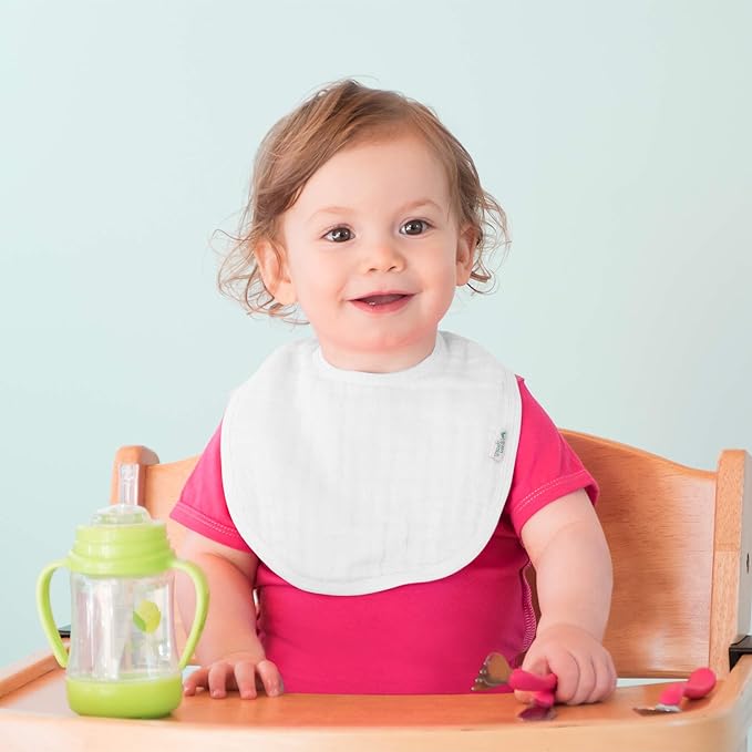 green sprouts Absorbent Organic Cotton Muslin Bibs, 0-12mo Hypoallergenic, STANDARD 100 by OEKO-TEX Certified, Tested for Hormones