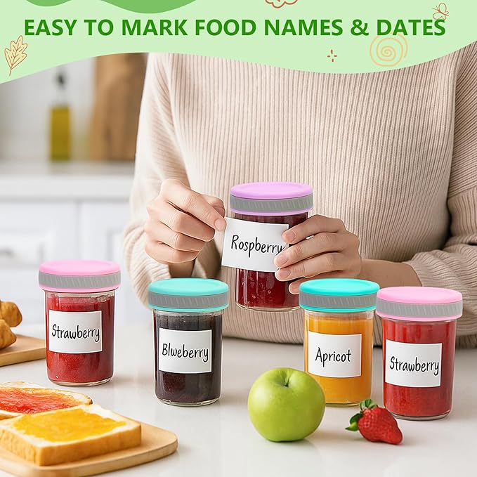 Glass Food Storage Jars with Lids (8 oz, 8-Pack) – Baby Food, Breast Milk, Puree, Reusable Containers for Snacks & Meal Prep, Portion Control & Spice Storage, Freezer, Microwave, Dishwasher Safe