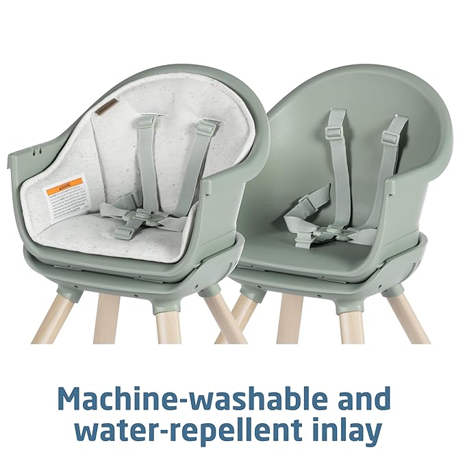 Maxi-Cosi Moa 8-in-1 High Chairs for Babies and Toddlers, Machine Washable Infant High Chair, Compact, Convertible High Chair Lightweight Design, Classic Green