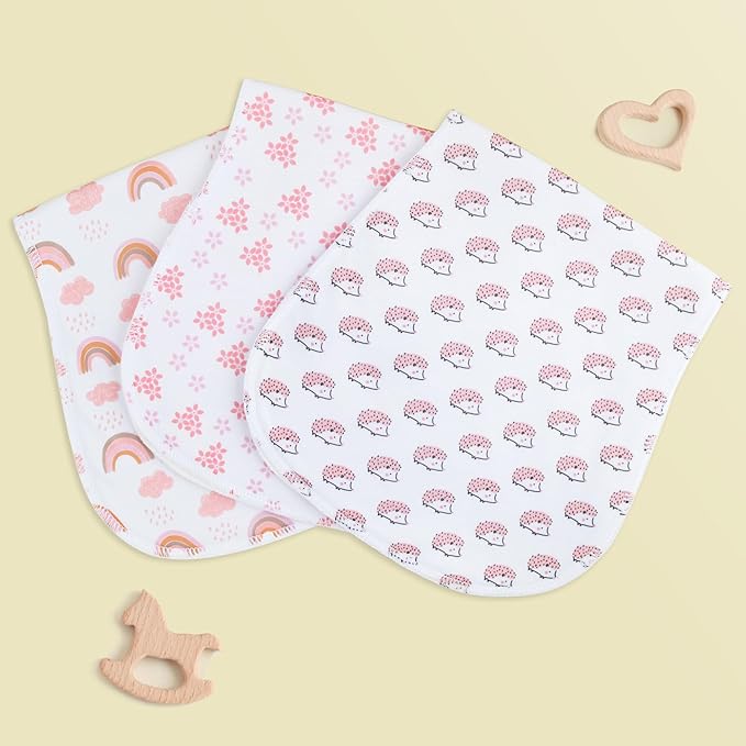 2-in-1 Burp Cloths and Baby Bibs - 6 Pack Large Super Absorbent Soft Cotton Burping Cloths for Spit Up, 3 Layers Thick Baby Burp Rags for Girls & Boys