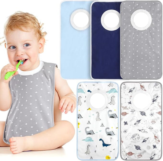 Newwiee 5 Pcs Large Towel Bib Toddler for Baby Toddler Cloth Bib Soft Pullover Baby Absorbent Full Coverage Drooling Feeding