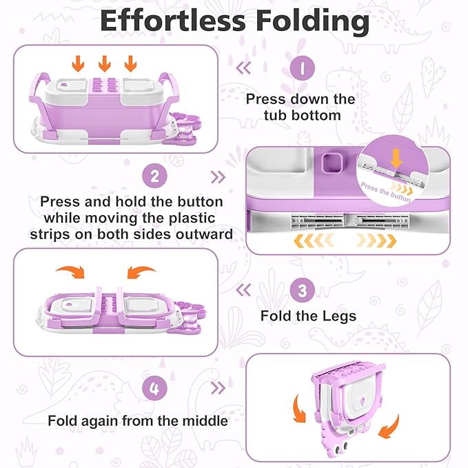 Collapsible Baby Bathtub for Newborn, Foldable Baby Bath Tub with Thermometer & Soft Floating Cushion & Drain Hole, Portable Travel Infant Bath Tubs for Newborns to Toddlers 0-36 Months Girls