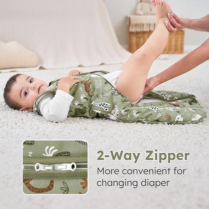 Yoofoss Baby Sleep Sack 12-18 Months, TOG 2.5 Baby Wearable Blanket with 2-Way Zipper, 100% Organic Cotton Fabric Winter Newborn Sleeping sack, Warm Soft Comfy(Large)