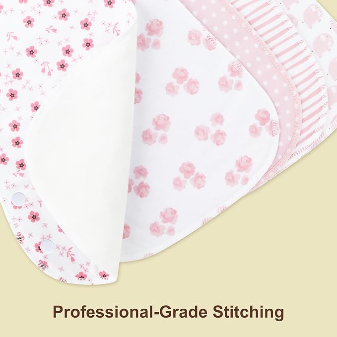2-in-1 Burp Cloths and Baby Bibs - 6 Pack Large Super Absorbent Soft Cotton Burping Cloths for Spit Up, 3 Layers Thick Baby Burp Rags for Girls & Boys