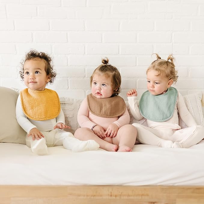 Konssy Muslin Baby Bibs 8 Pack Baby Bandana Drool Bibs Cotton for Unisex Boys and Girls, Soft Absorbent Set for Teething and Drooling