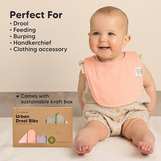 8-Pack Organic Baby Bibs for Boys, Girls - Soft Cotton Drooling and Teething Bibs for Baby Girl & Boy, Extra Absorbent, Easy To Clean & Put On for Toddler, Newborn, Infant 0-24 Months (Embrace)