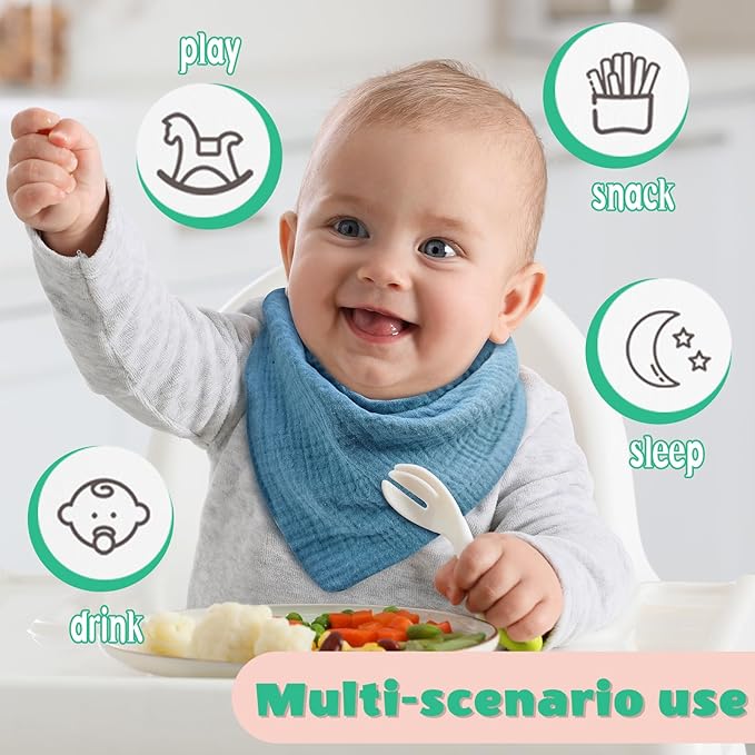 EllieHouse Baby Bibs for Girls Boys 10Pack Muslin Drool Teeth Drooling Teething Bibs Muslin Cotton for Infant Toddler