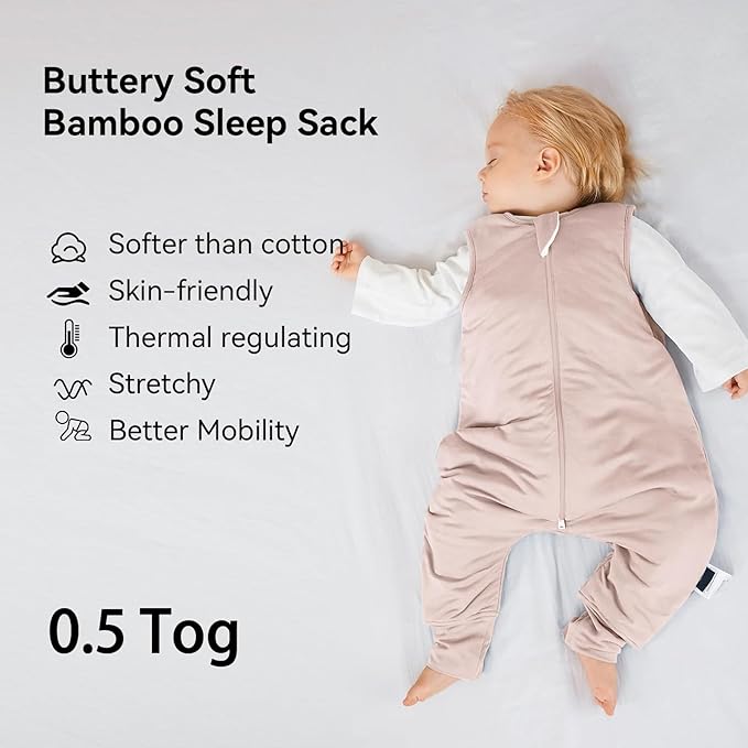 BubblePanda Rayon Made from Bamboo Toddler Sleep Sack with Feet 0.5 Tog Ultra Soft Toddler Sleeping Sack 3t-4t Baby Sleep Bag Walker Wearable Blanket with Legs 2-Way Zipper Lightweight