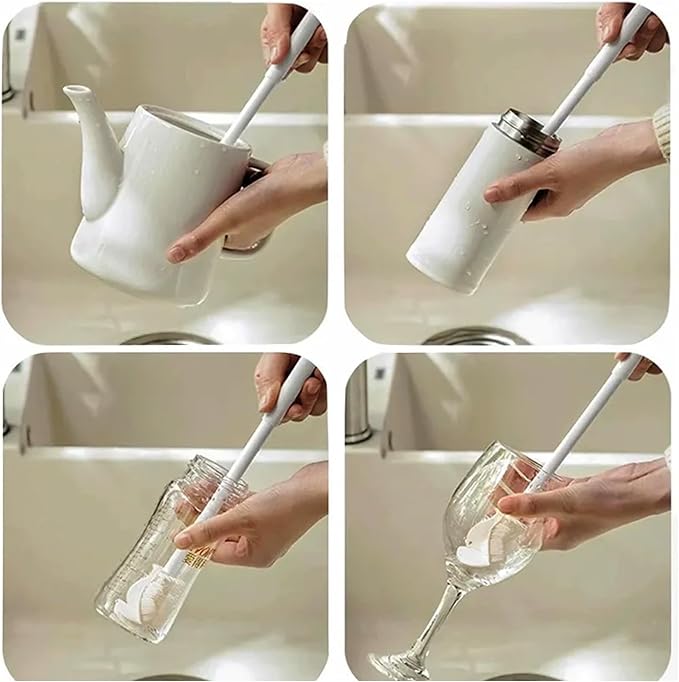 360° Flexible Silicone Bottle Brush with Long Handle, 2025 New Bottle Cleaning Brush, Deep Cleaning Brush for Narrow Neck Bottles, Water Bottles, Baby Bottles, Flasks Soft Bottle Brush (1PC)