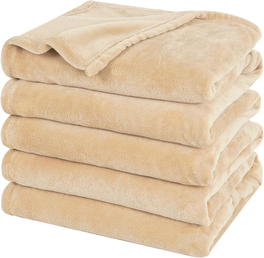 PHF Oversized King Fleece Blanket 120"x120", No Shed No Pilling Big Soft Blanket, Extra Large 10'x 10' Lightweight for Bed, Sofa Travel and Camping, Suitable for All Season, Beige