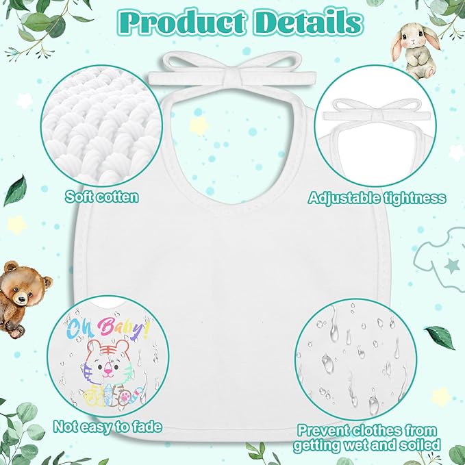 Baby Shower Game Sign Blank Bib DIY Set Newborn Essentials Stuff