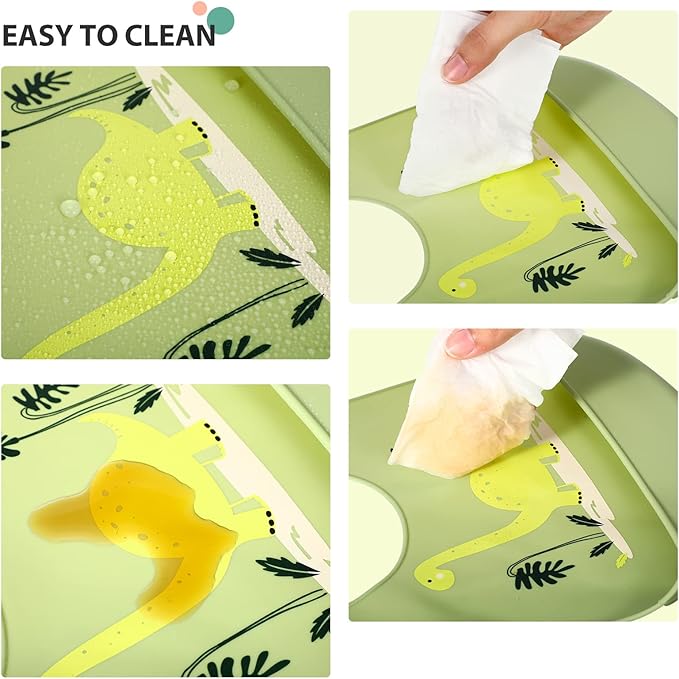 Zhanmai 3 Pack Silicone Bibs for Babies with Spoon Fork Adjustable Waterproof Rubber Feeding Bibs for Toddlers Boys Girls Kids Gifts(Vivid Style)