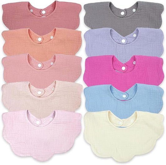 Baby Bibs Muslin Bibs for Baby Girl Boy for Drooling and Teething 10 Pack