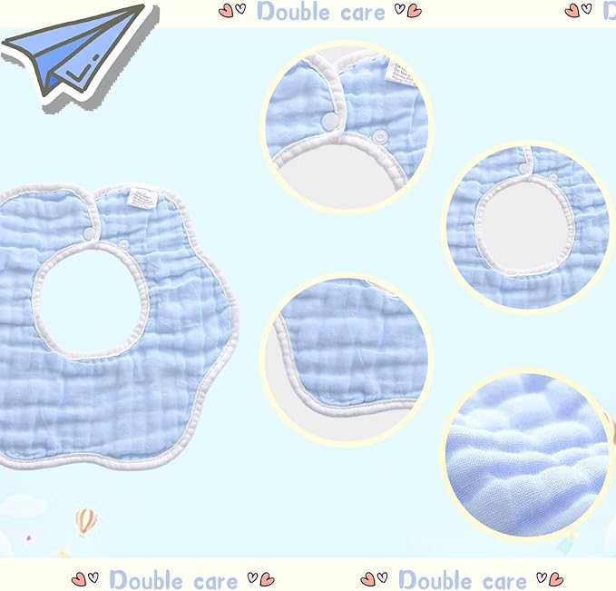 Muslin Baby Bibs for Drooling and Teething Newborn Drool Bibs for Baby Girl Boy