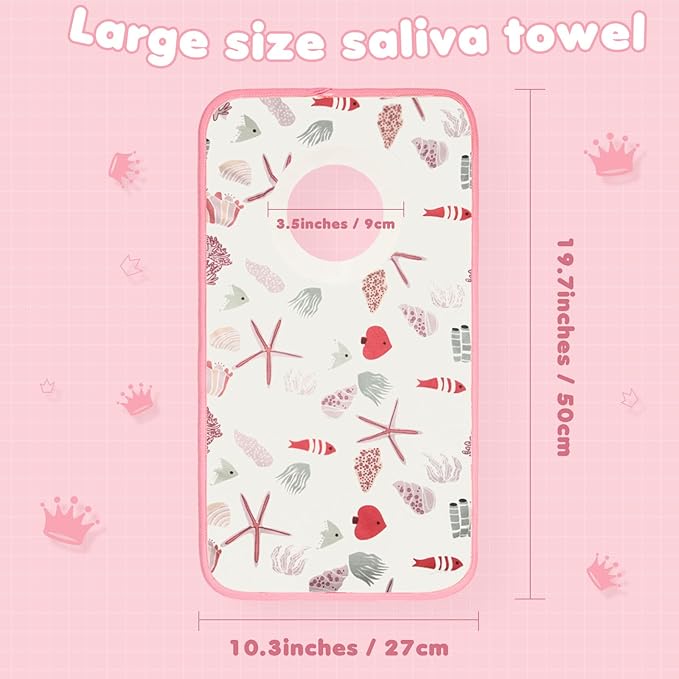 Newwiee 5 Pcs Large Towel Bib Toddler for Baby Toddler Cloth Bib Soft Pullover Baby Absorbent Full Coverage Drooling Feeding