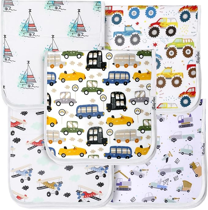 5-Pack Organic Cotton Burp Cloths – Large, Ultra-Soft 3-Layer Towels for Burping, Shoulder & Hand Use, Highly Absorbent