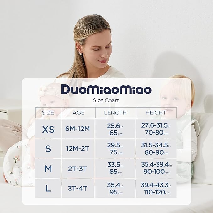 Duomiaomiao 0.5 TOG Toddler Sleep Sack 24-36 Months 100% Cotton Lightweight Baby Sleep Sack with Feet, Breathable Comfy Toddler Wearable Blanket