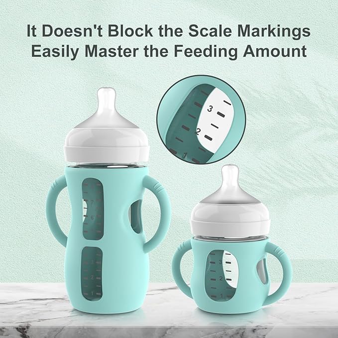 3PCS Philips Avent Glass Bottle Silicone Sleeves with Handles, Compatible with Philips Avent Glass Bottles 8 oz, Suitable for Avent Baby Bottles 8 oz, and Easy to Clean