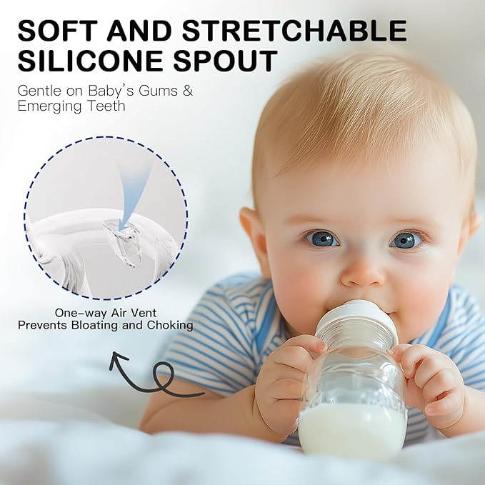 Sippy Straw Nipples for Comotomo Baby Bottles, Transition Straw Sippy Cup 100% Food Grade Silicone Soft Nipple, 8m+, Pack of 4