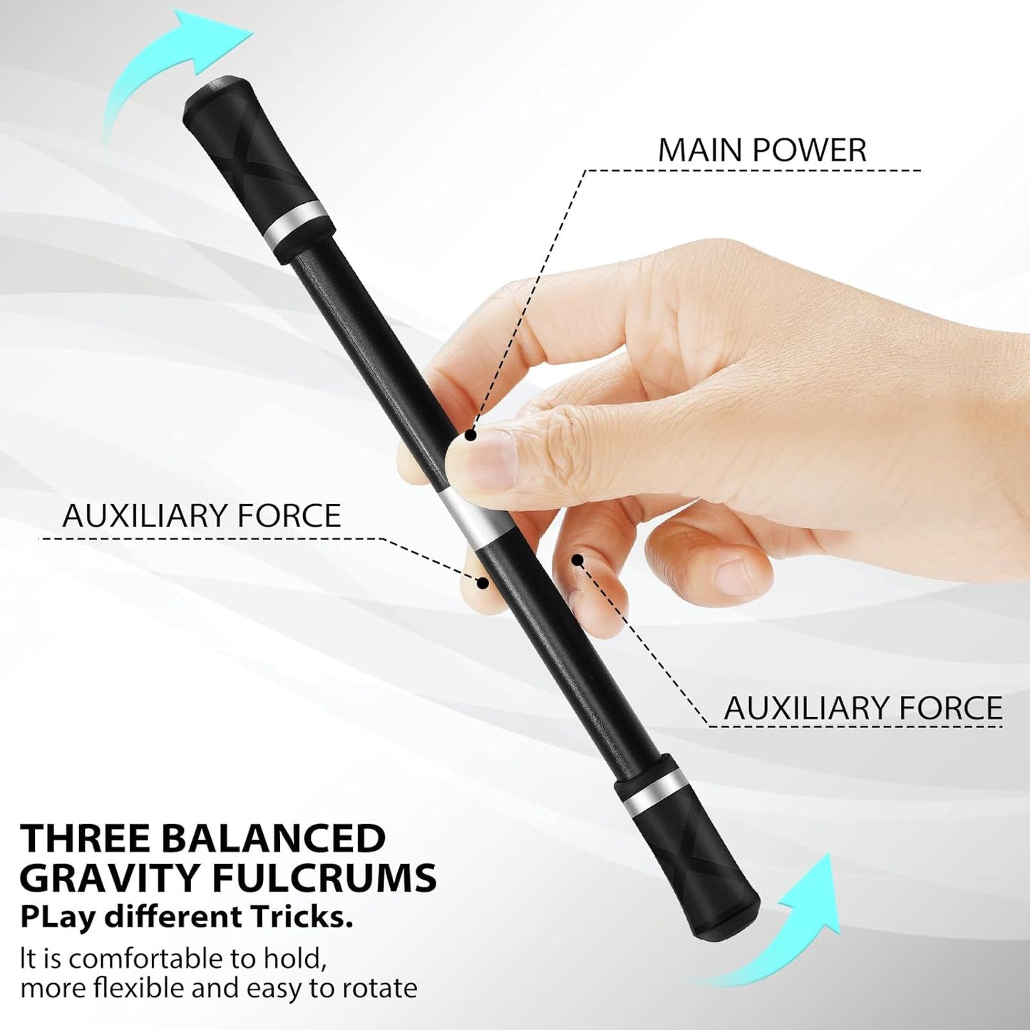 2 Pieces Pen Spinning Spinner Pen Gaming Pen Spinning Mod Gaming Spinning Pens Flying Spinning Pen Finger Rotating Pen for Kids Adults Office Supplies with Instruction Manual (Silver)