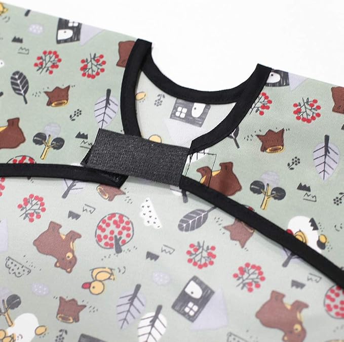 Short Sleeve Waterproof Bib for Toddlers – Feeding Apron for Mealtime, Daycare, Self-Feeding & Messy Play, Baby Bib