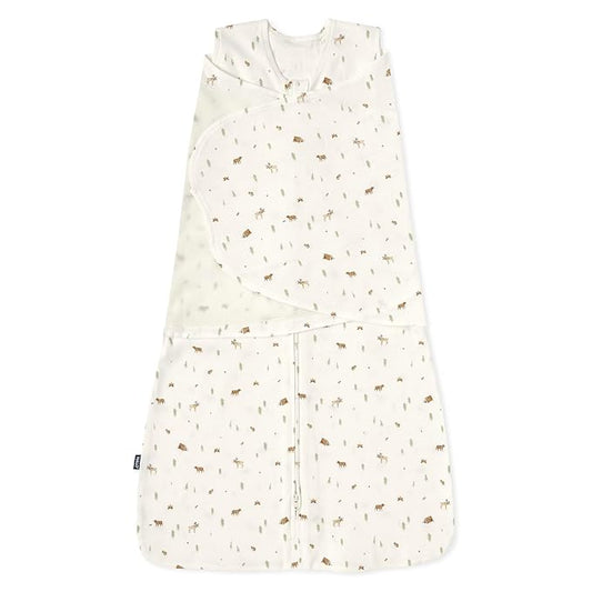 HALO 100% Cotton Sleepsack Swaddle, 3-Way Adjustable Wearable Blanket, TOG 1.5, Campsite, Small, 3-6 Months