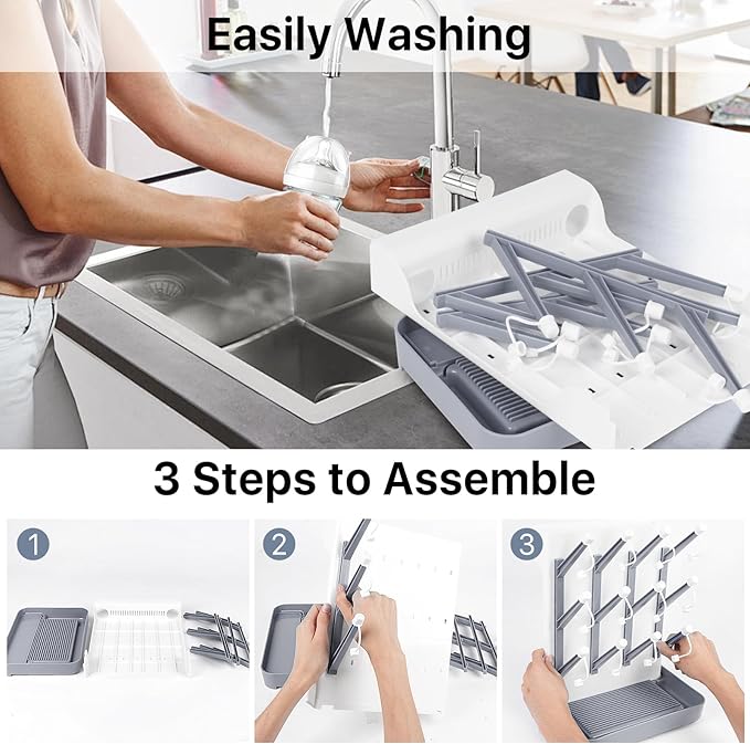 Ultimate Baby Bottle Drying Station -Space Saving Standing Drying Rack for Baby Bottles Multi-Level Vertical Holder for Maximum Airflow & Storage