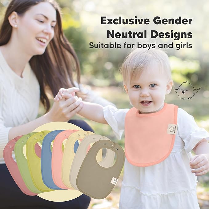 8-Pack Organic Baby Bibs for Boys, Girls - Soft Cotton Drooling and Teething Bibs for Baby Girl & Boy, Extra Absorbent, Easy to Clean & Put On for Toddler, Newborn, Infant 0-24 Months (Boho)