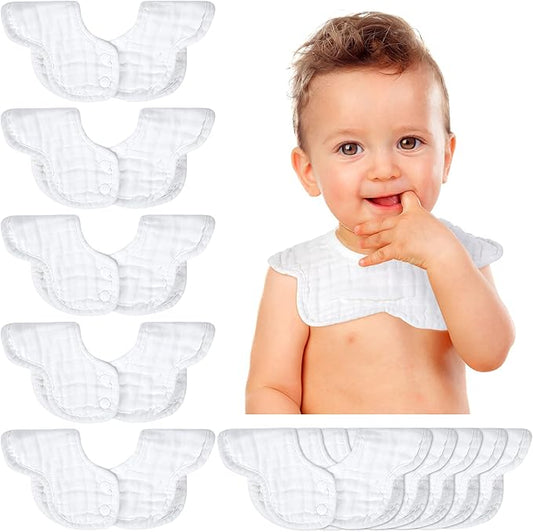 Geyoga 10 Pcs Baby Bibs 360° Rotate Baby Bandana Muslin Drool Bibs Petal Bibs Burp Gauze Cloths Absorbent Bib