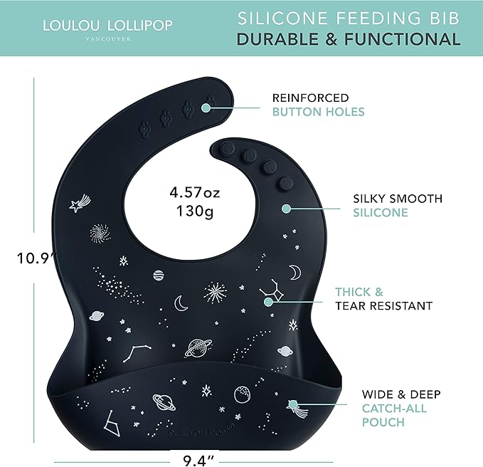 Loulou Lollipop Soft, Waterproof Silicone Feeding Bib for Babies and Toddlers