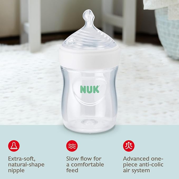NUK Simply Natural Baby Bottle with SafeTemp, 5 oz, 4 Count