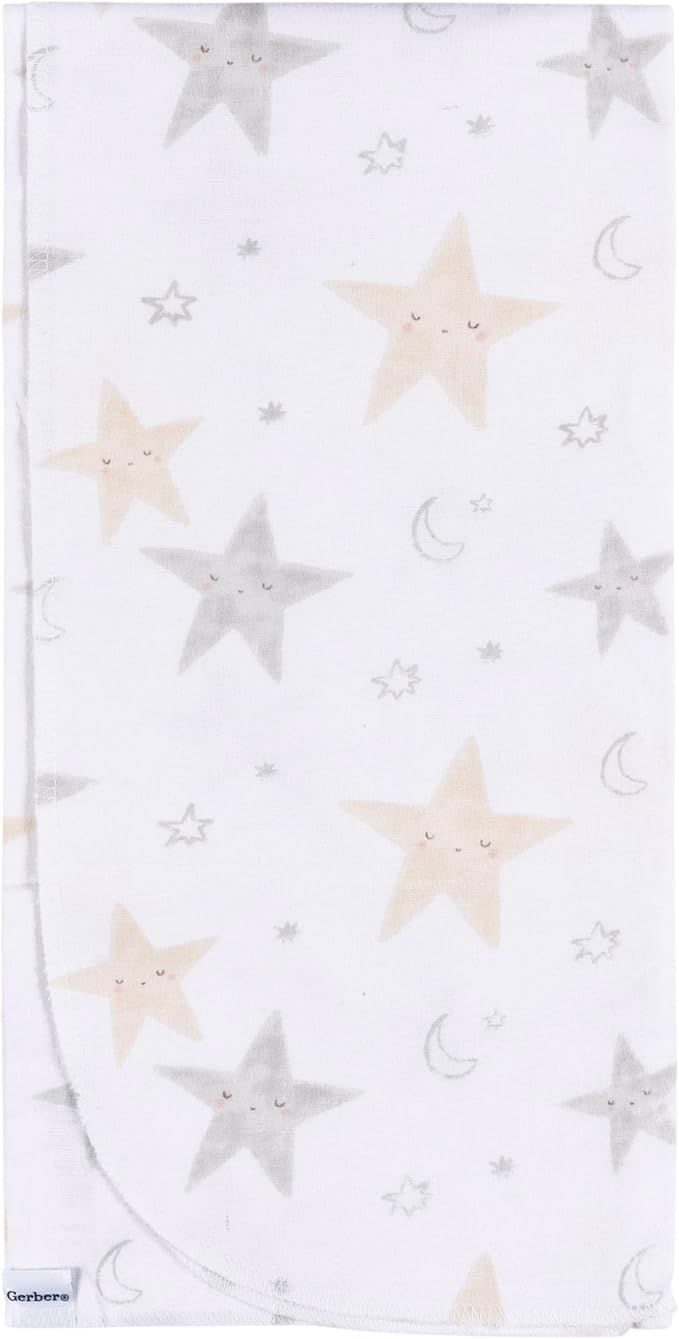 Gerber Unisex Baby 100% Cotton Flannel Receiving Blankets 30x30 Inches (Pack of 4), Celestial, One Size