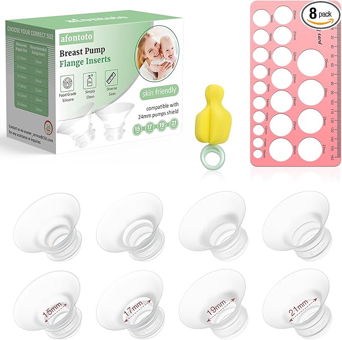 Flange Sizing Kit 15/17/19/21mm for 24mm Flange/Shield of Pumps, Flange Inserts Compatible with Momcozy M5/M6/S12 Pro/S9 Pro/V1 Pro, Spectra/Medela/eufy/TSRETE Breast Pump Replacement Accessories
