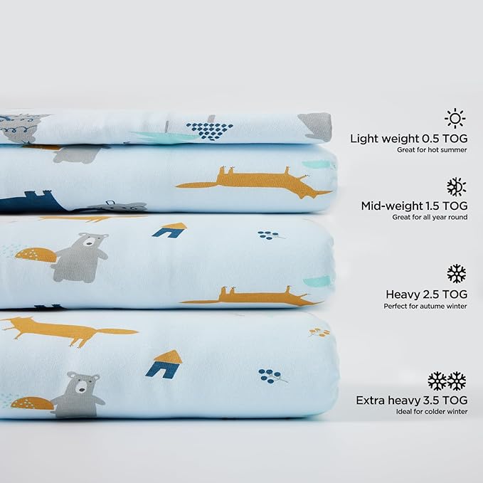 Duomiaomiao 1.5 TOG Toddler Sleep Sack 12-24 Months 100% Cotton Four Season Side Open Zipper Baby Sleep Sack with Feet, Breathable Toddler Wearable Blanket