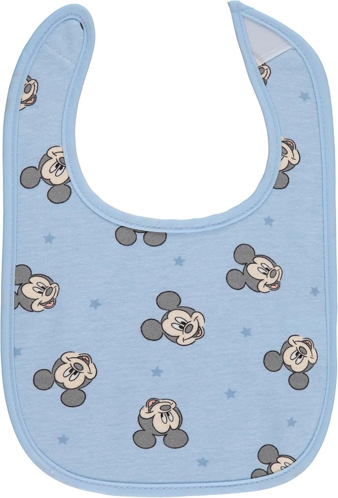 Disney 10-Pack Mickey Mouse Baby Bibs – Ten Soft, Absorbent, and Adjustable Cotton Bibs for Mess Free Meals