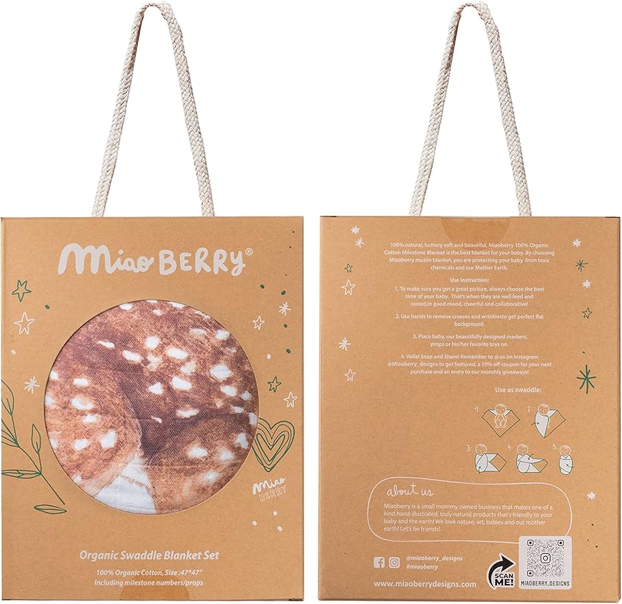 100% Organic Cotton Muslin Monthly Baby Milestone Blanket with Wooden Hello World Newborn Sign, Newborn Photography Props, Birth Announcement Sign, Woodland