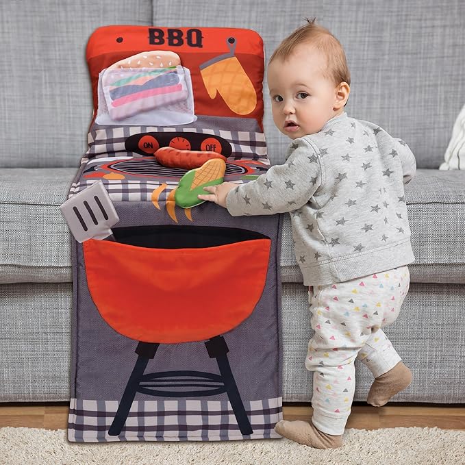 Lambs & Ivy Interactive 2-n-1 Soft Toddler Hamburger/Barbeque Pillow Play Set