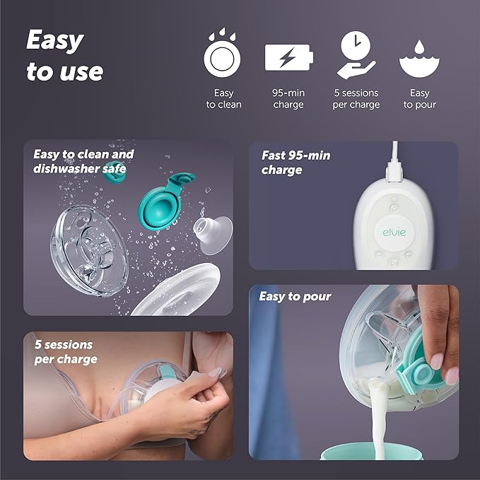 Elvie Stride 2 Hospital-Grade, App-Controlled Double Breast Pump - Hands-Free, Wearable, Ultra-Quiet & Electric with 10-Settings & Rechargeable