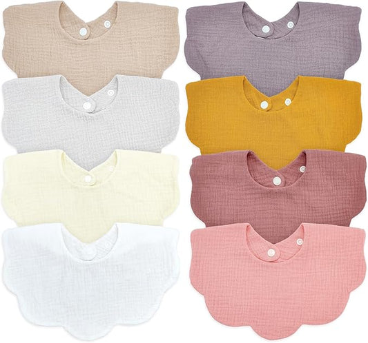 Baby Bibs Muslin Bibs 8 Pack for Drooling and Teething for Unisex Girls Boys
