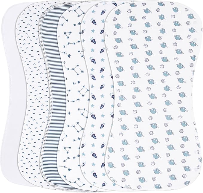 2-in-1 Burp Cloths and Baby Bibs - 6 Pack Large Super Absorbent Soft Cotton Burping Cloths for Spit Up, 3 Layers Thick Baby Burp Rags for Girls & Boys