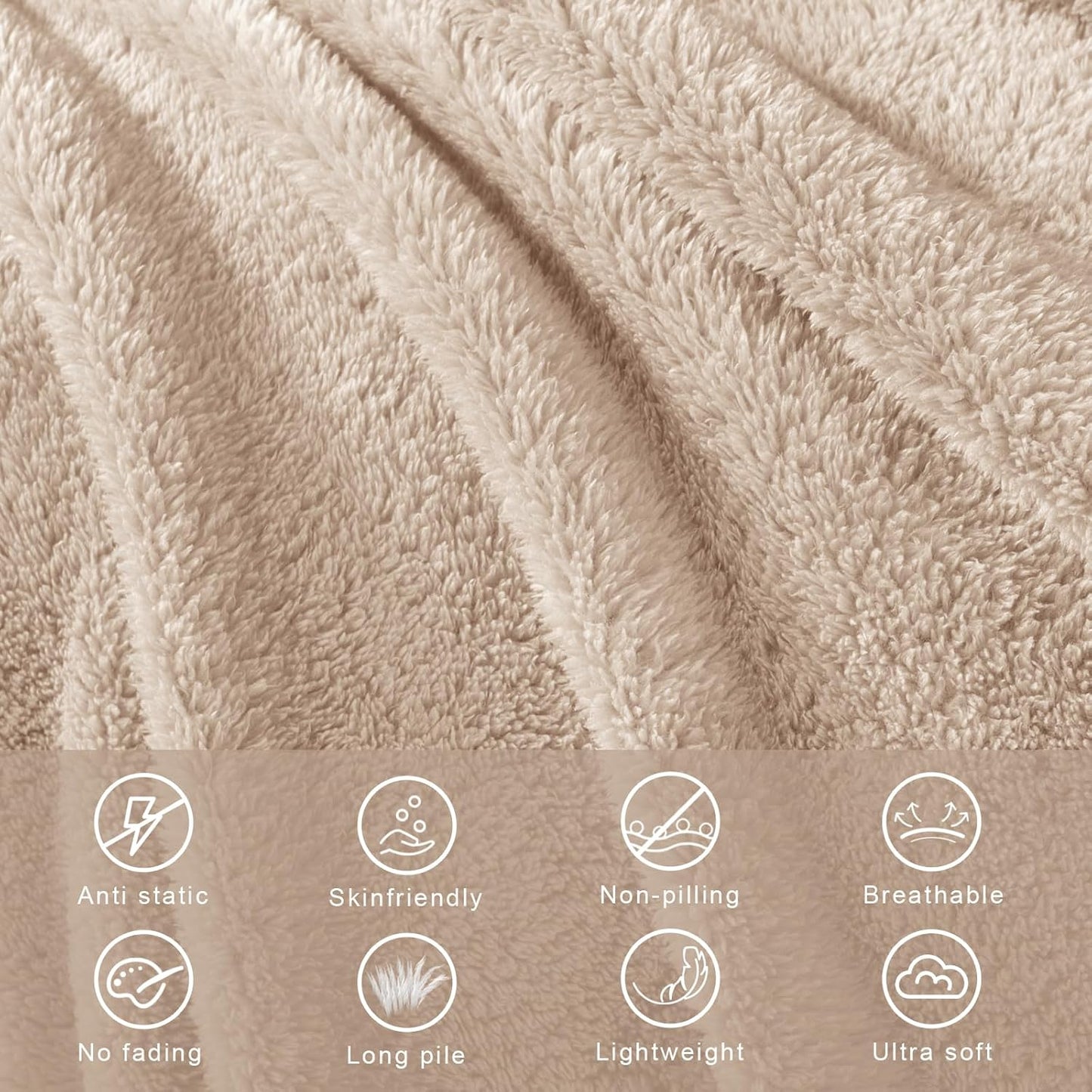 Exclusivo Mezcla Twin Size Flannel Fleece Blanket, Super Soft Velvet Plush Bed Blanket, Fuzzy Cozy and Warm for All Seasons, 60x80 Inches, Camel