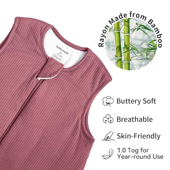 Rayon Made from Bamboo Toddler Sleep Sack with Feet 12-24 Months 1.0 Tog Breathable Sleep Sack 1t-2t Ultra Soft Baby Wearable Blanket with Legs Unisex Sleeping Bag with 2-Way Zipper